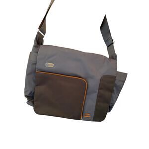 T-Tech By Tumi 57412 Empire Laptop Messenger Shoulder Bag Gray Brown/orange